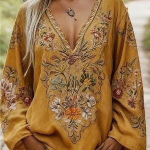 Floral Mustard Top